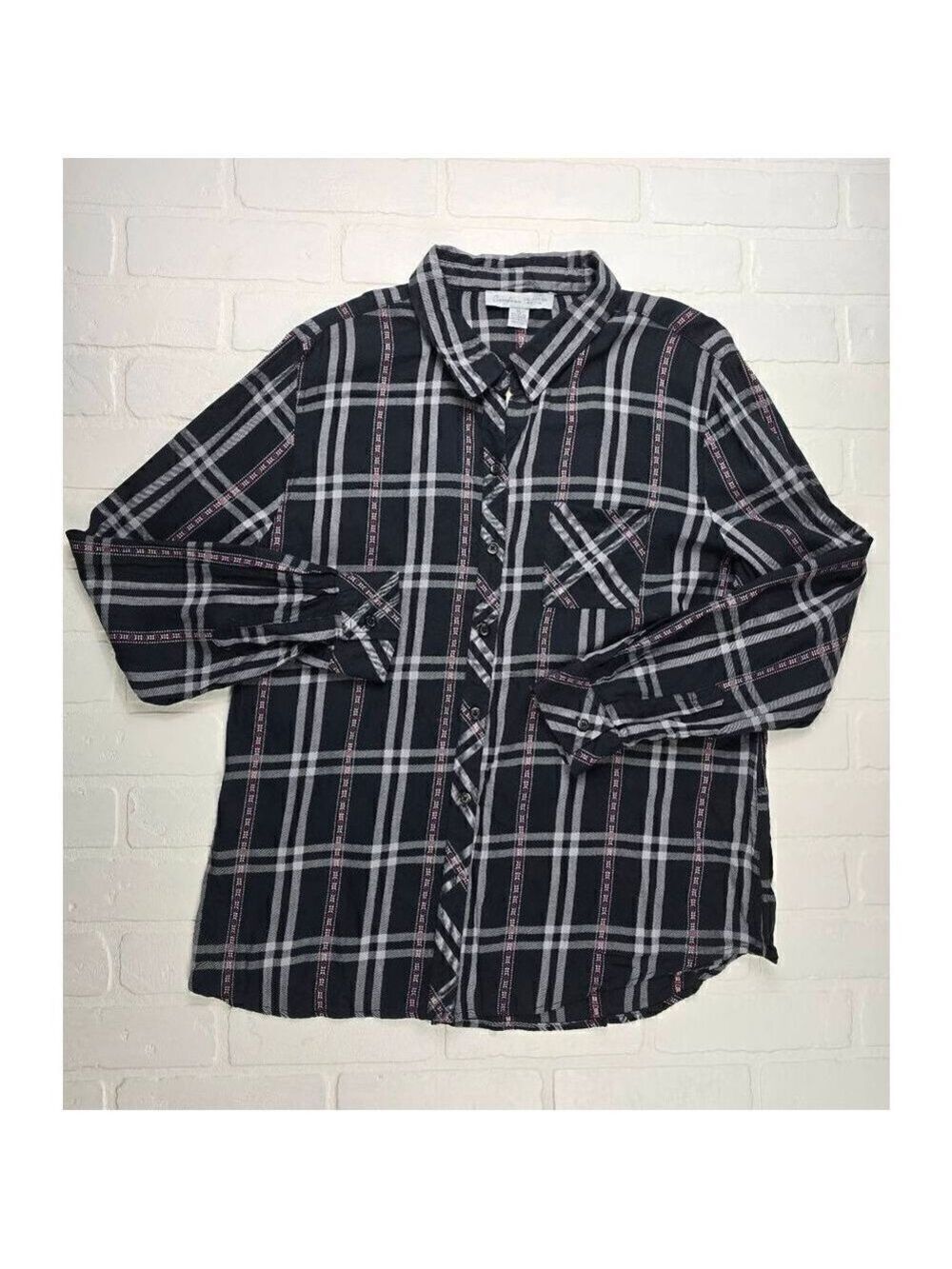 Confess Plaid Long Sleeve Top XL